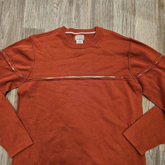 Vtg Arizona Jean Sweater Mens L Orange 1 Stripe Y2K Preppy Cotton Boho Cottage - Picture 2 of 8